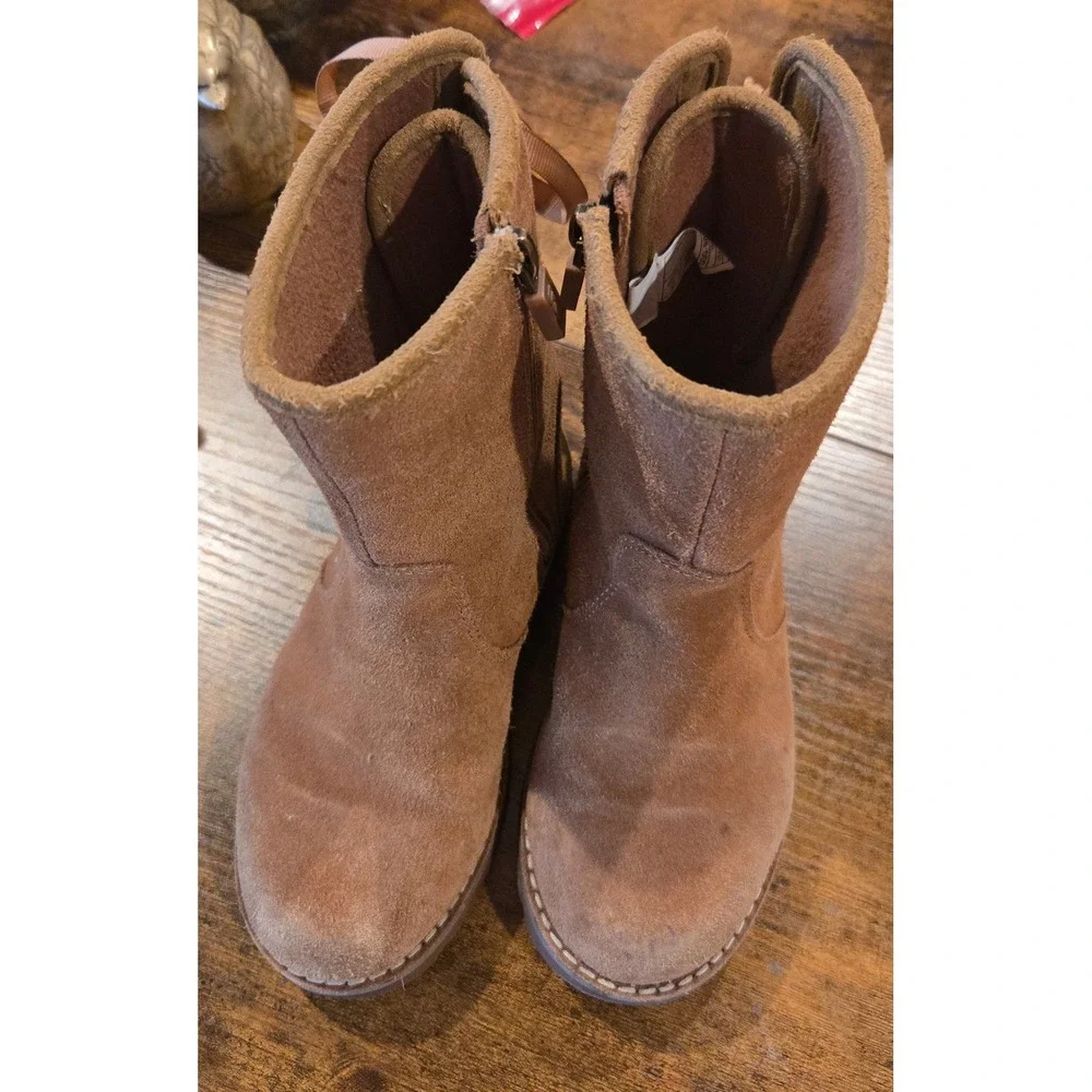 UGG Kids Suede Ribbon Lace Up Back Boots Chestnut Brown 1005146 Size‎ 13